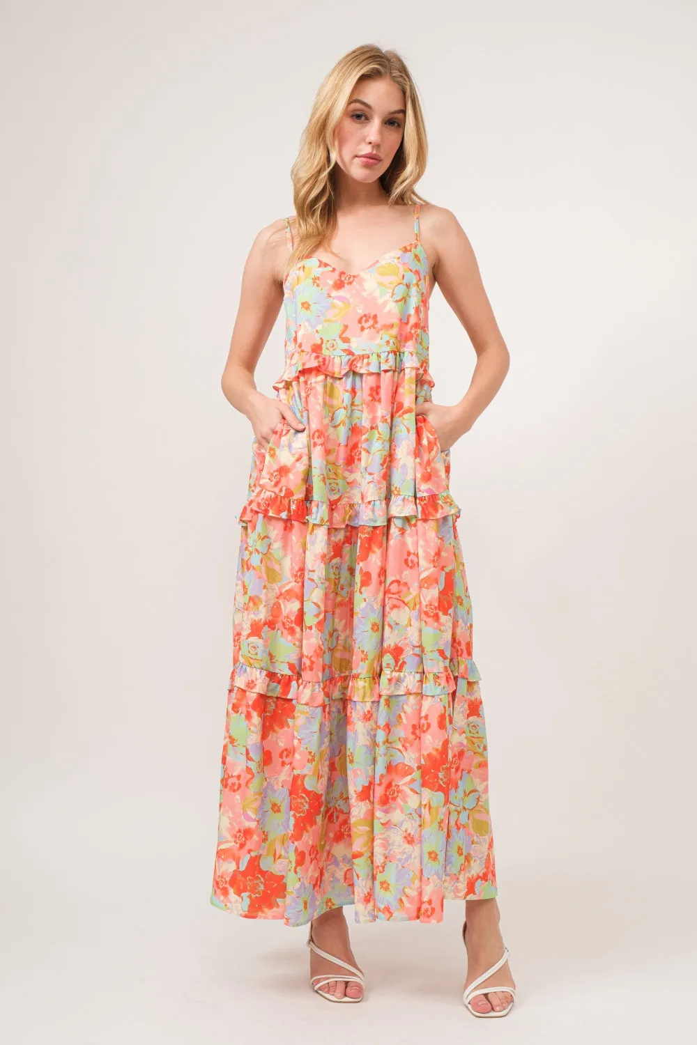 🌸 And The Why Floral Ruffled Tiered Maxi Cami Dress 🌸