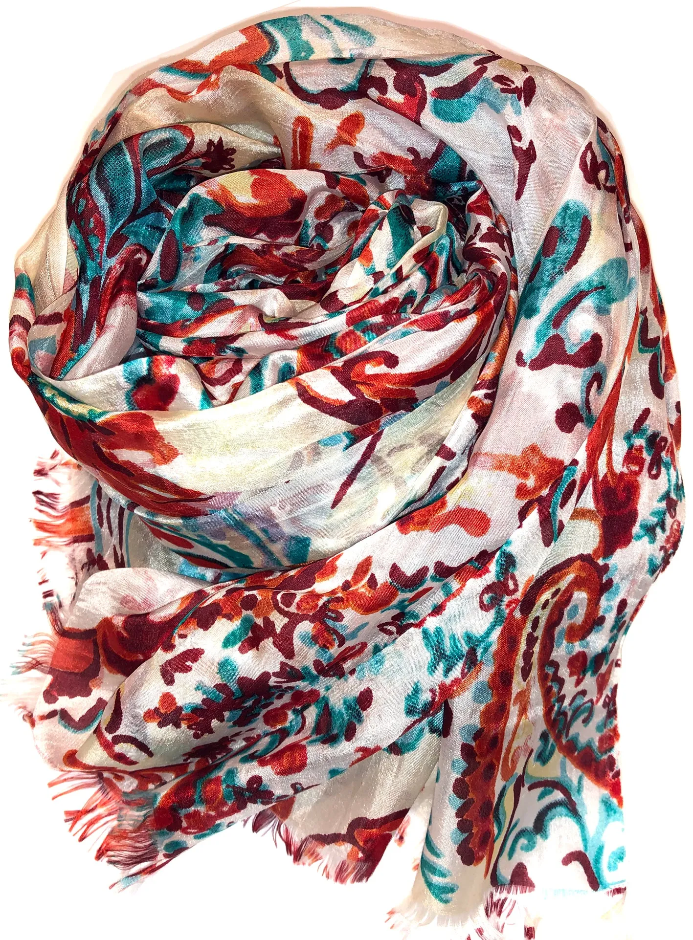 100% Natural Silk Printed XL Foulard ref-rfxlfs0003