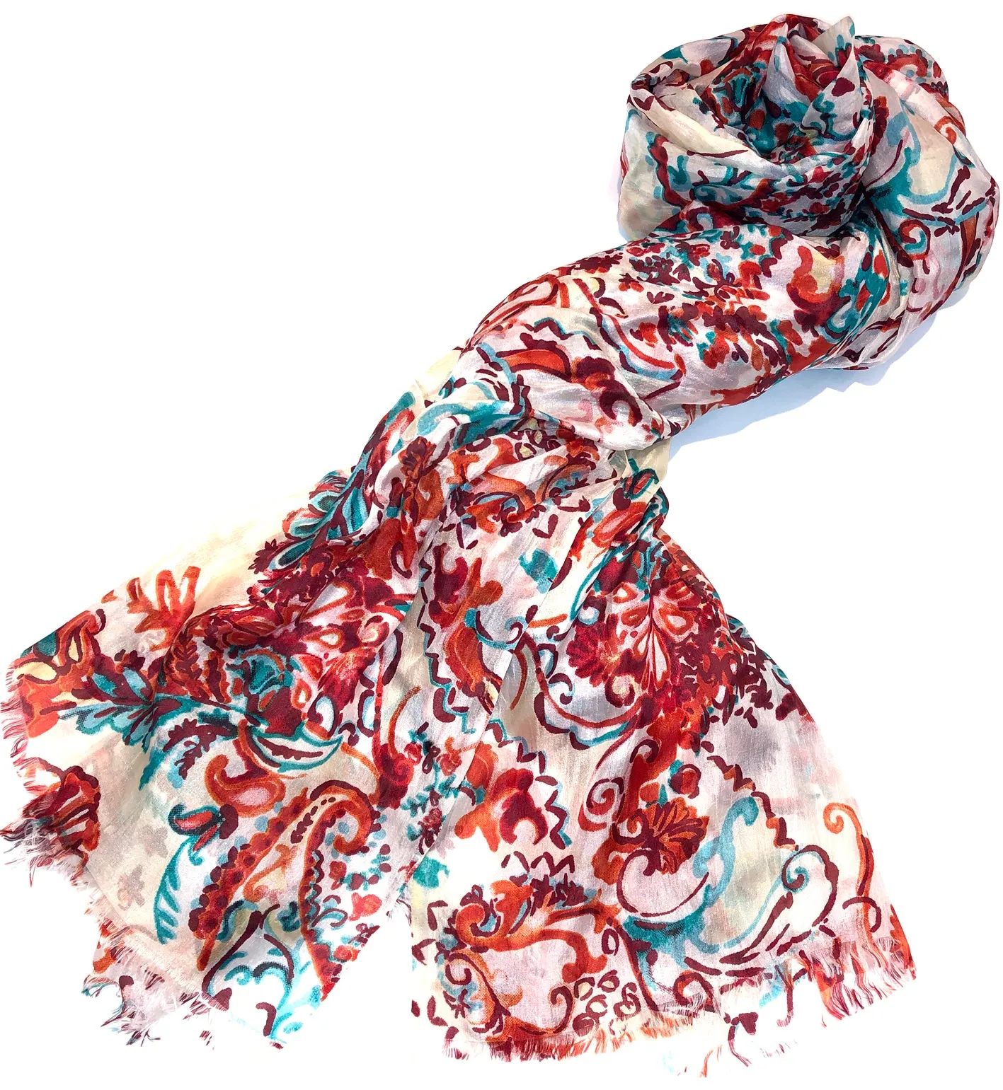 100% Natural Silk Printed XL Foulard ref-rfxlfs0003