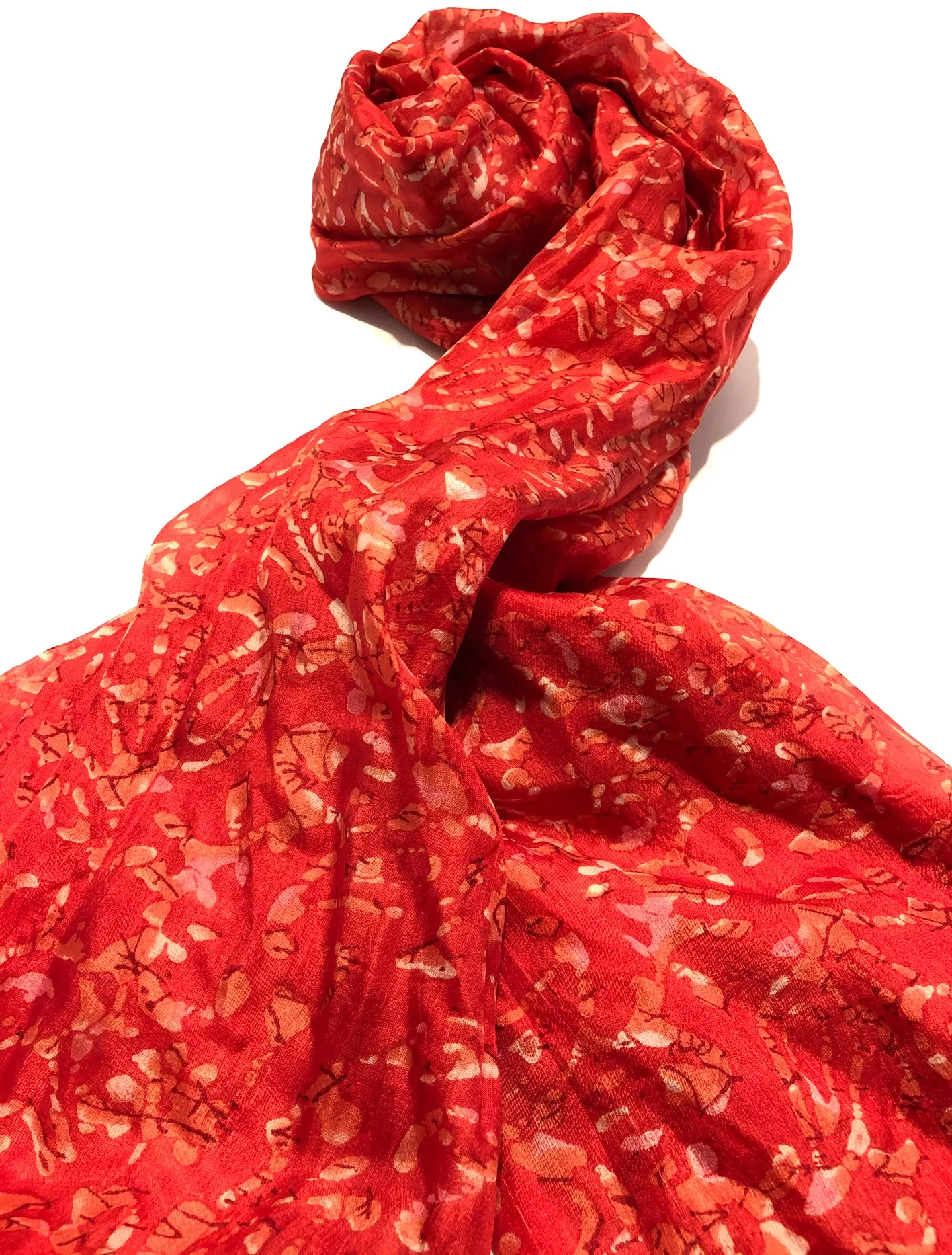 100% Natural Silk Printed XL Foulard ref-rfxlfs0007