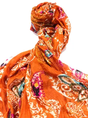 100% Natural Silk Printed XL Foulard ref-rfxlfs0011