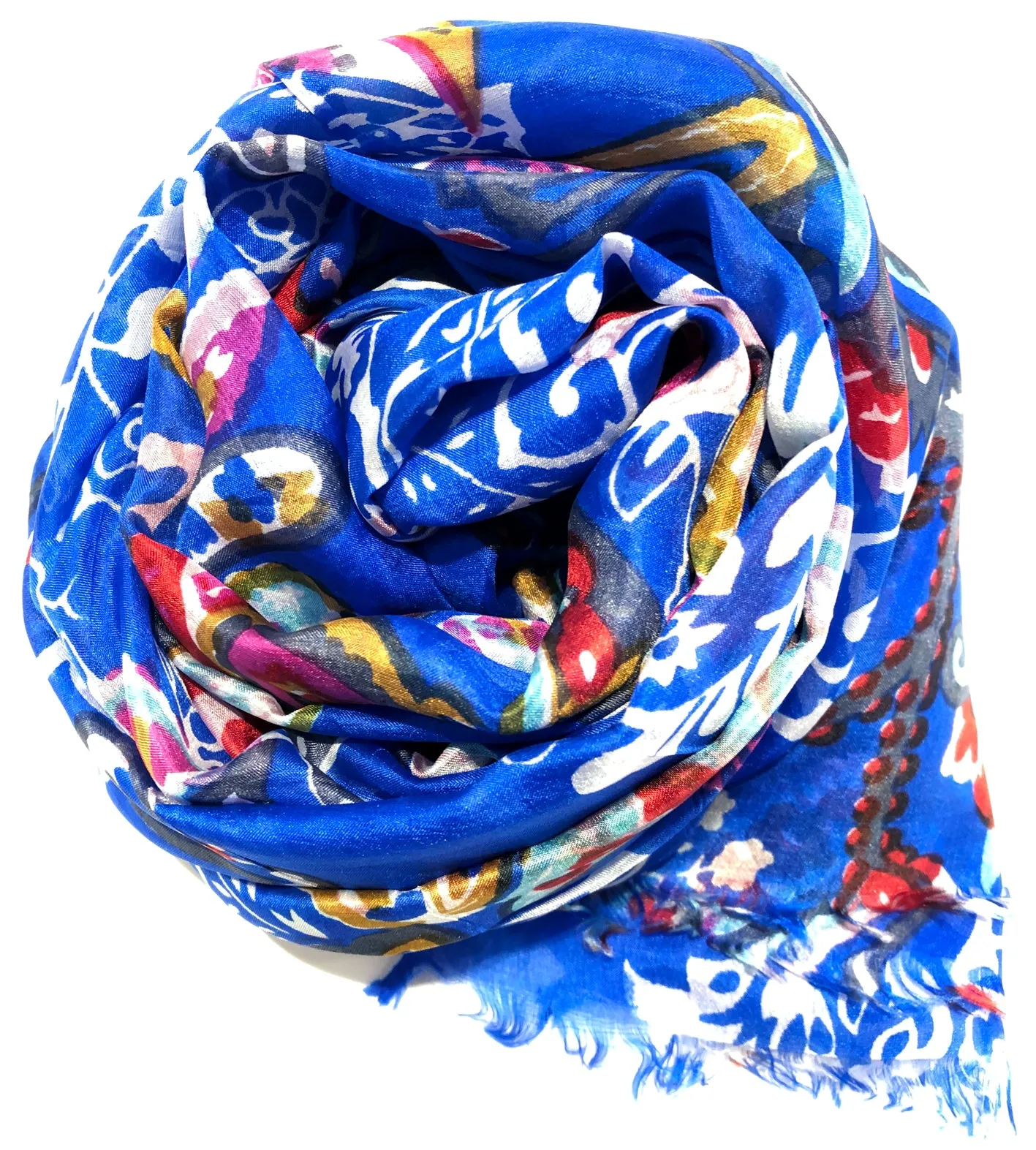 100% Natural Silk Printed XL Foulard ref-rfxlfs0012