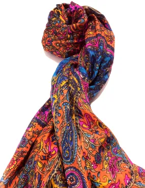 100% Natural Silk Printed XL Foulard ref-rfxlfs0016