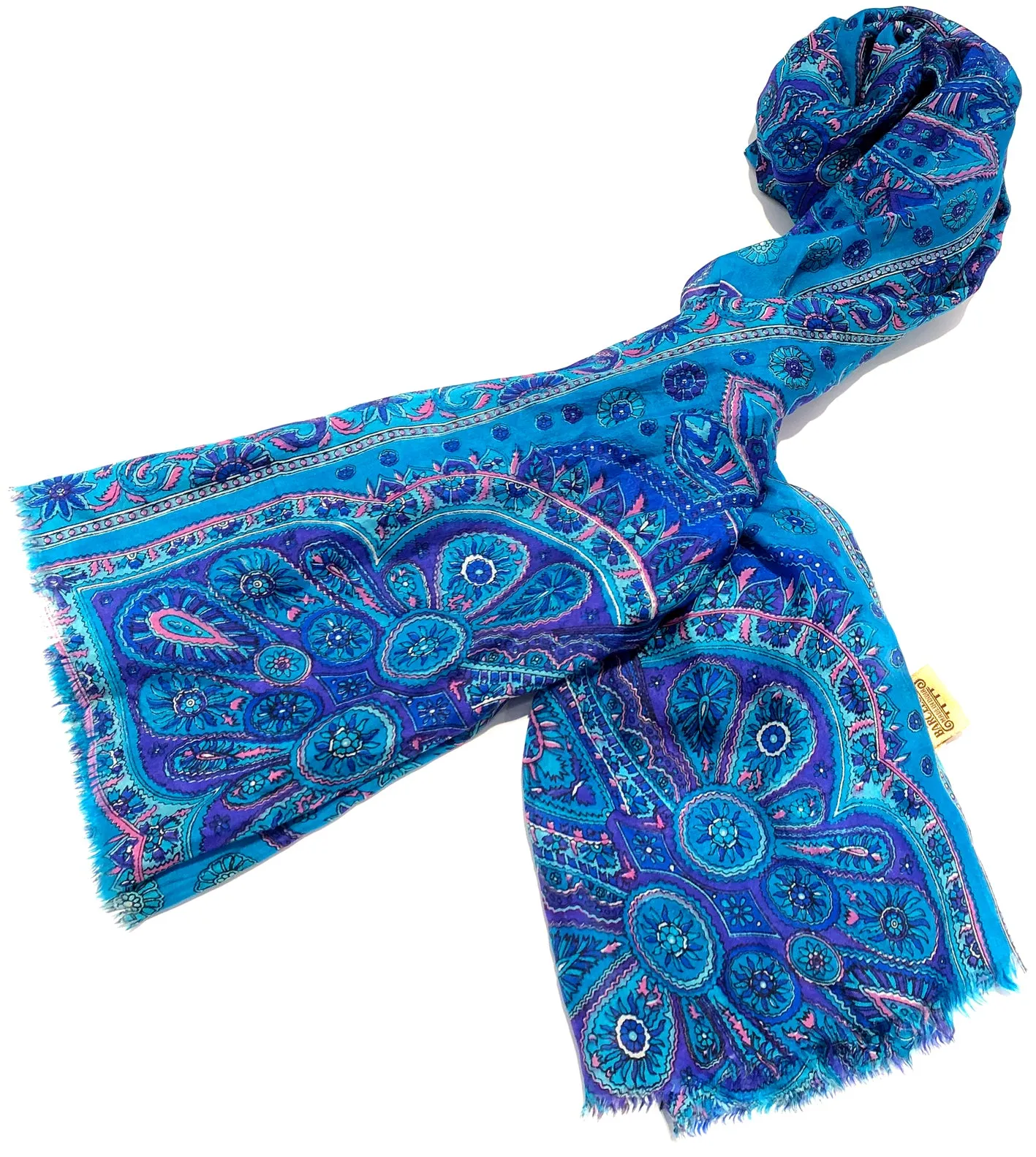 100% Natural Silk Printed XL Foulard ref-rfxlfs0017