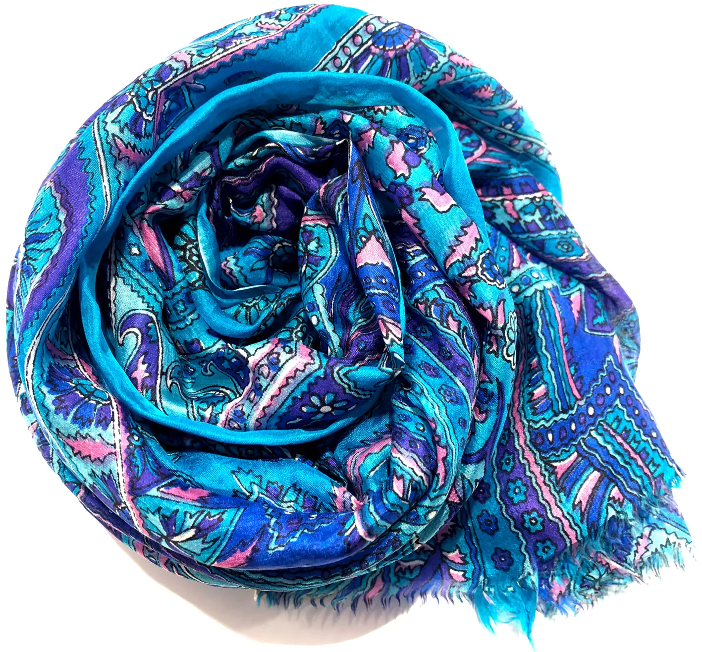 100% Natural Silk Printed XL Foulard ref-rfxlfs0017