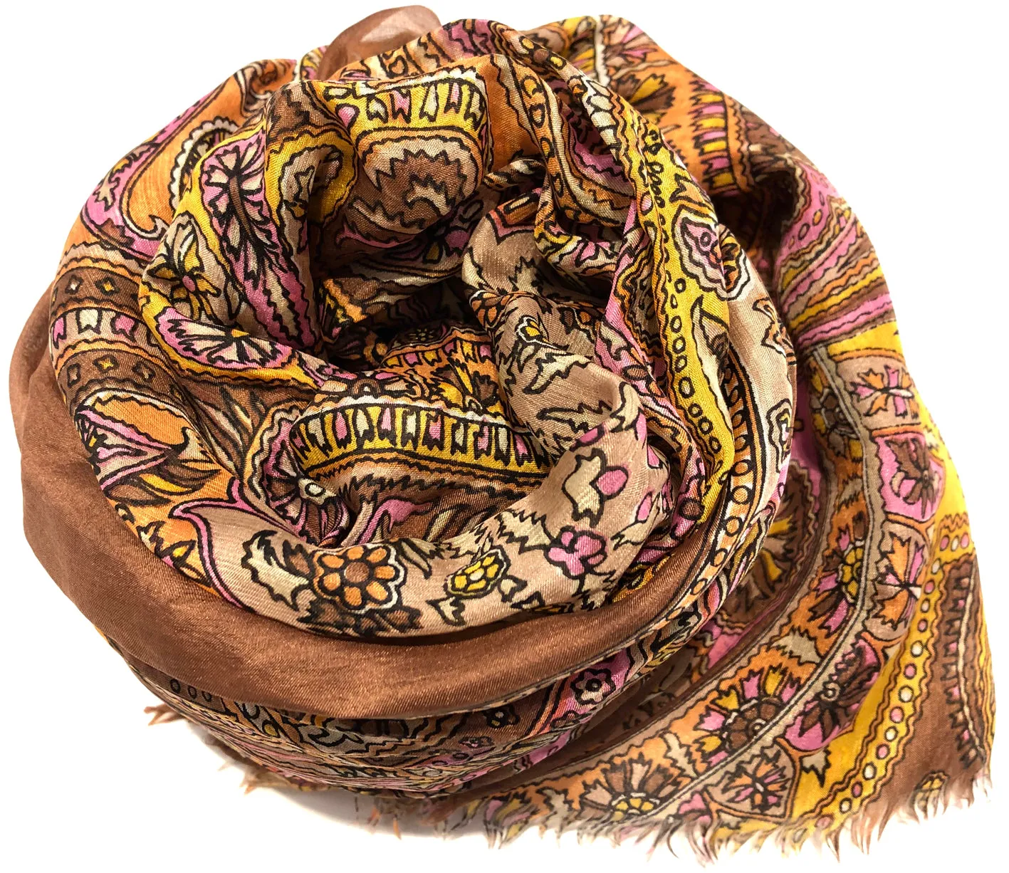 100% Natural Silk Printed XL Foulard ref-rfxlfs0018