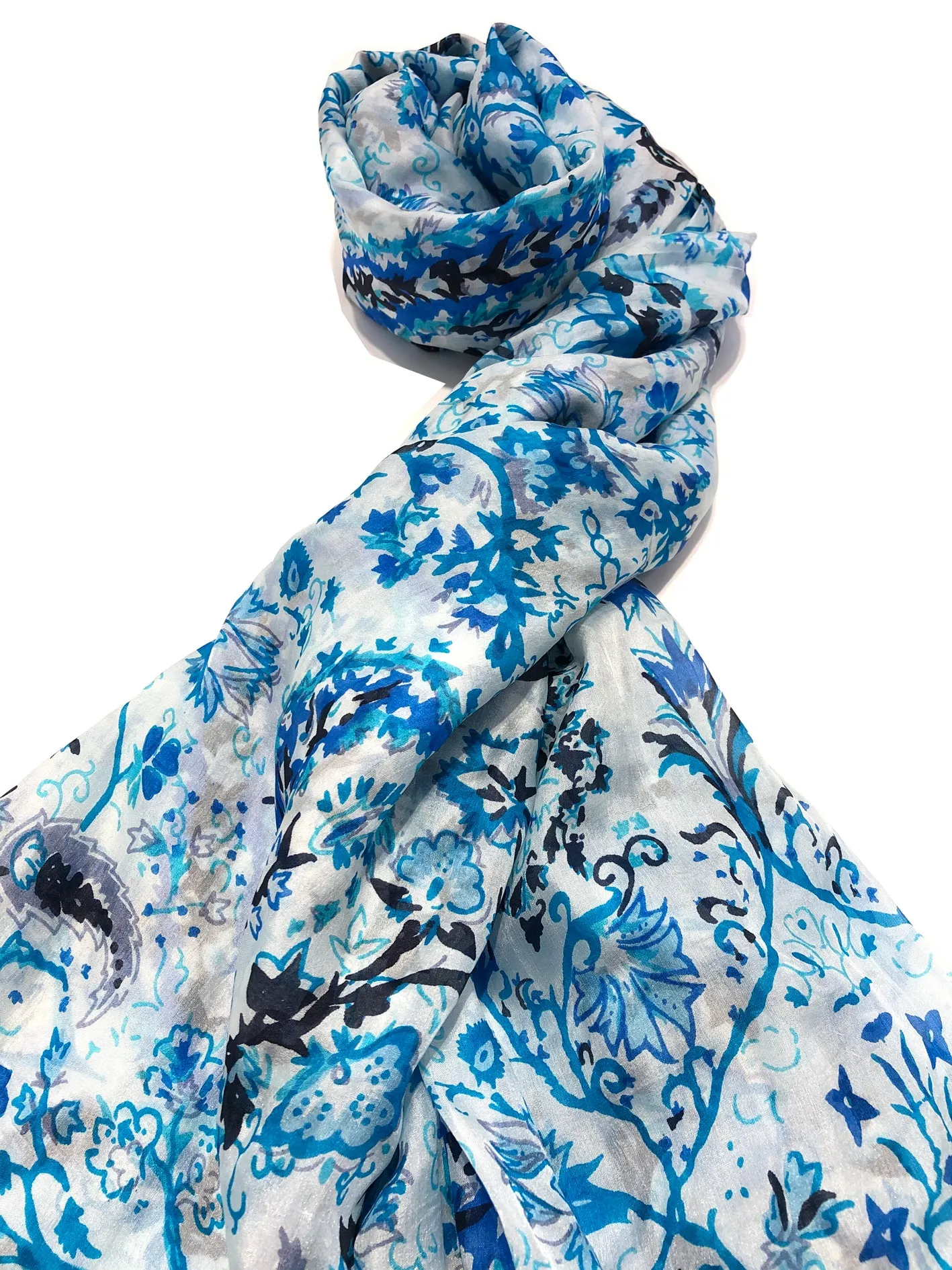 100% Natural Silk Printed XL Foulard ref-rfxlfs0021