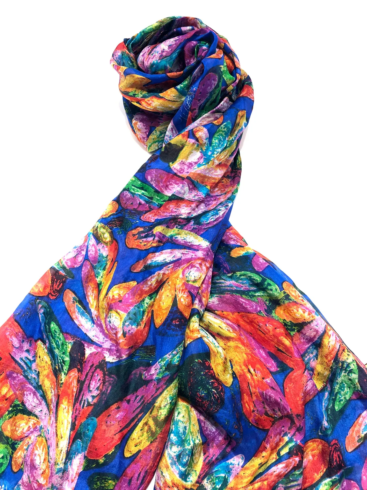 100% Natural Silk Printed XL Foulard ref-rfxlfs0025