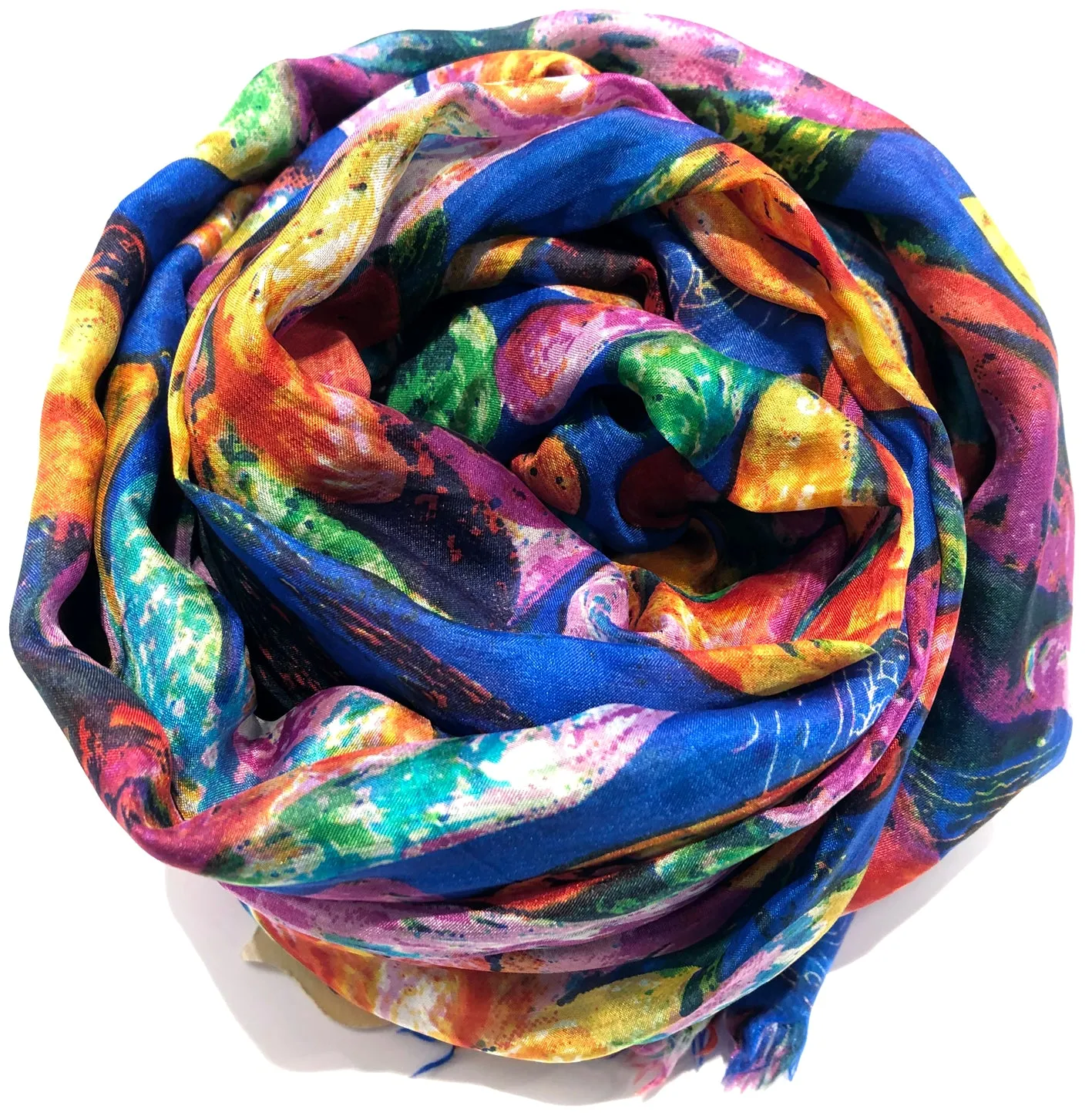 100% Natural Silk Printed XL Foulard ref-rfxlfs0025