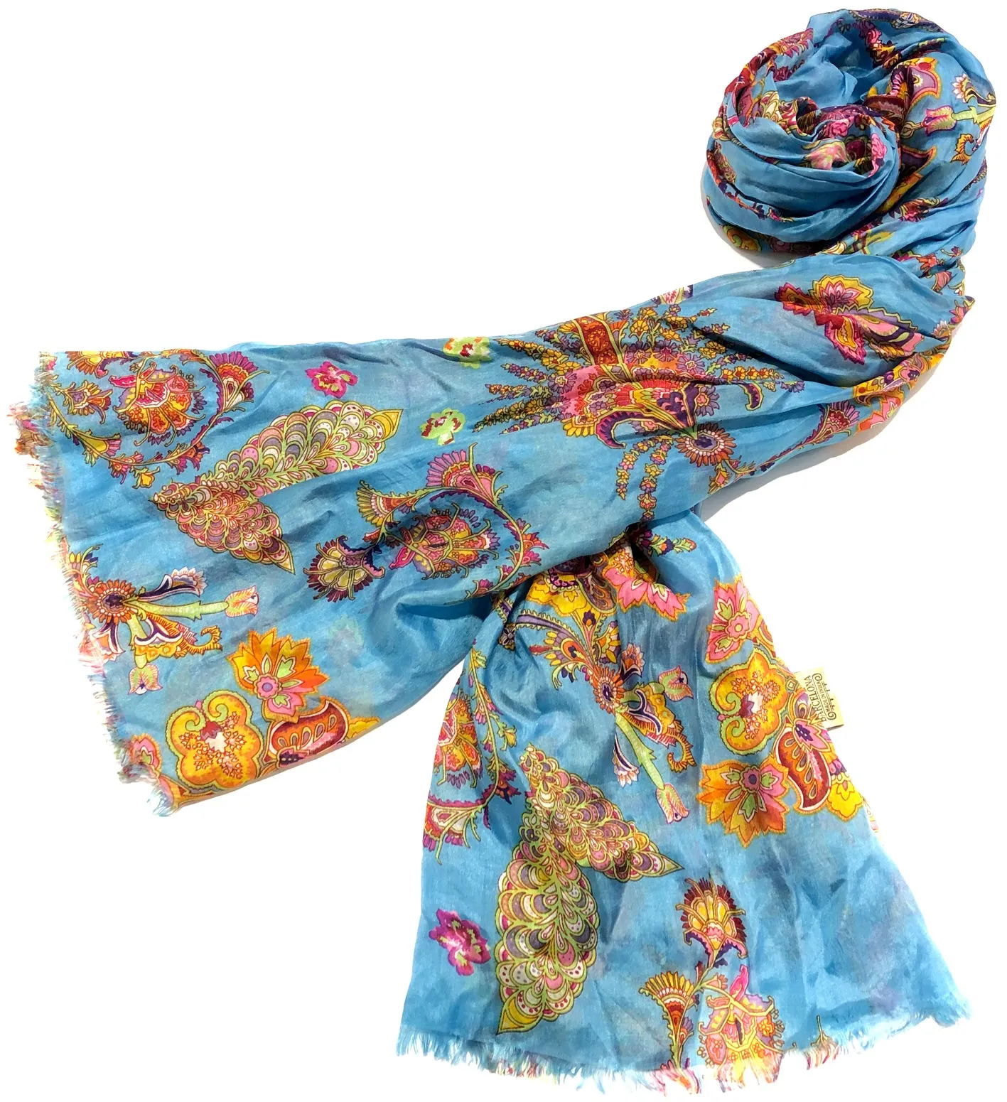 100% Natural Silk Printed XL Foulard ref-rfxlfs0032