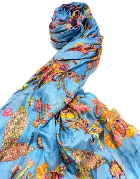 100% Natural Silk Printed XL Foulard ref-rfxlfs0032