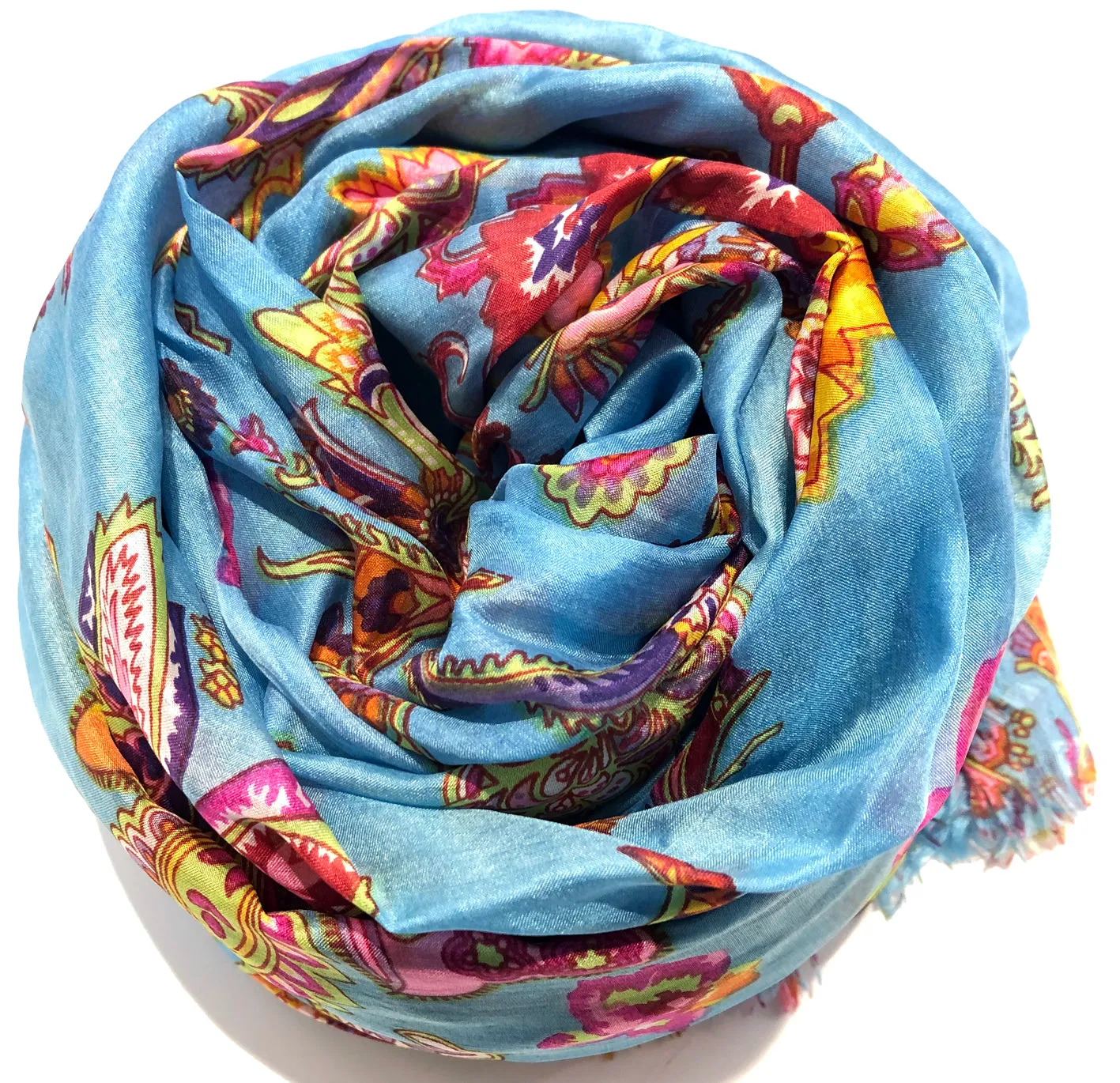 100% Natural Silk Printed XL Foulard ref-rfxlfs0032