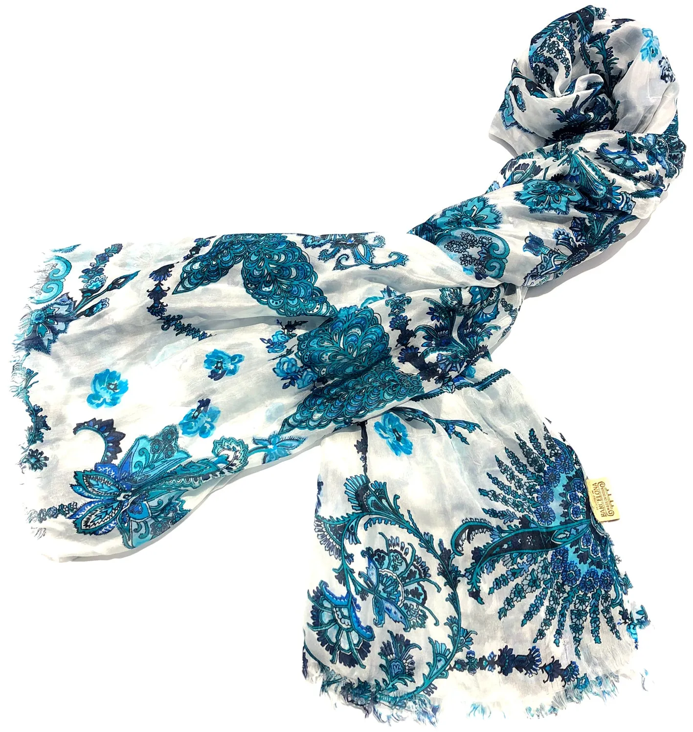 100% Natural Silk Printed XL Foulard ref-rfxlfs0034