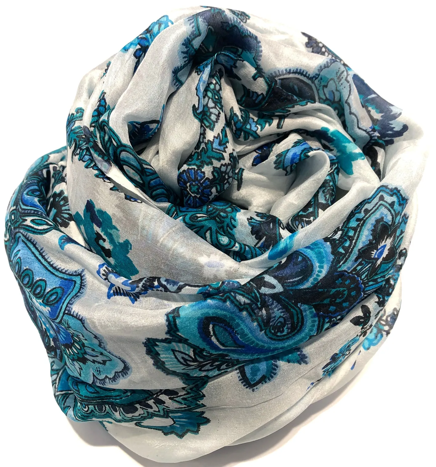 100% Natural Silk Printed XL Foulard ref-rfxlfs0034