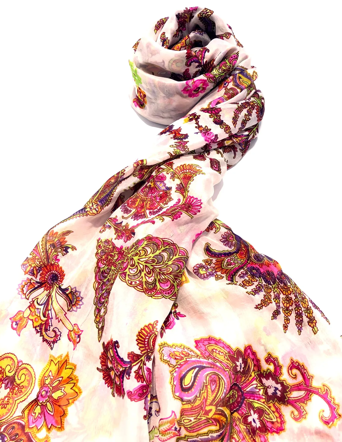 100% Natural Silk Printed XL Foulard ref-rfxlfs0036