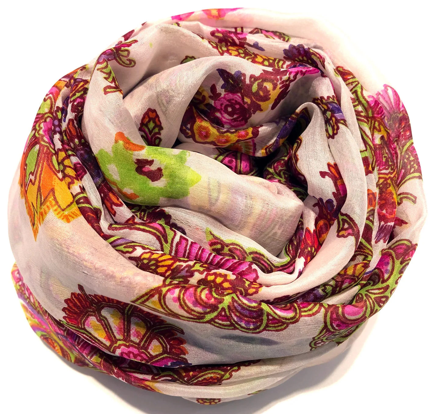 100% Natural Silk Printed XL Foulard ref-rfxlfs0036