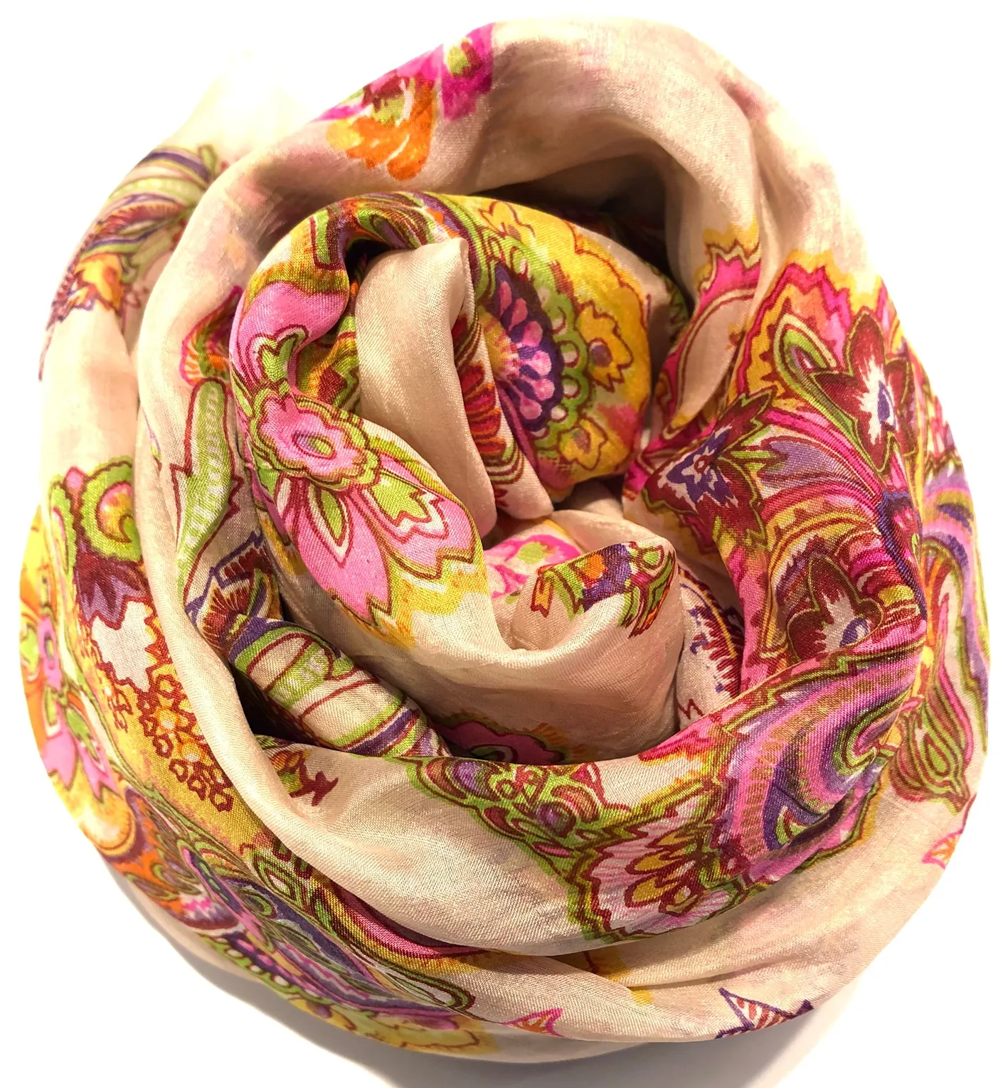 100% Natural Silk Printed XL Foulard ref-rfxlfs0037