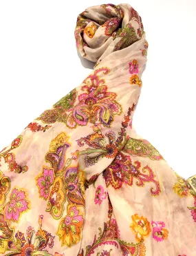 100% Natural Silk Printed XL Foulard ref-rfxlfs0037