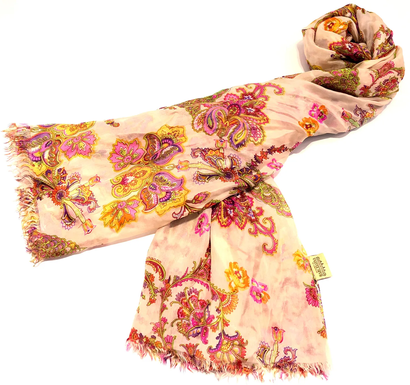 100% Natural Silk Printed XL Foulard ref-rfxlfs0037