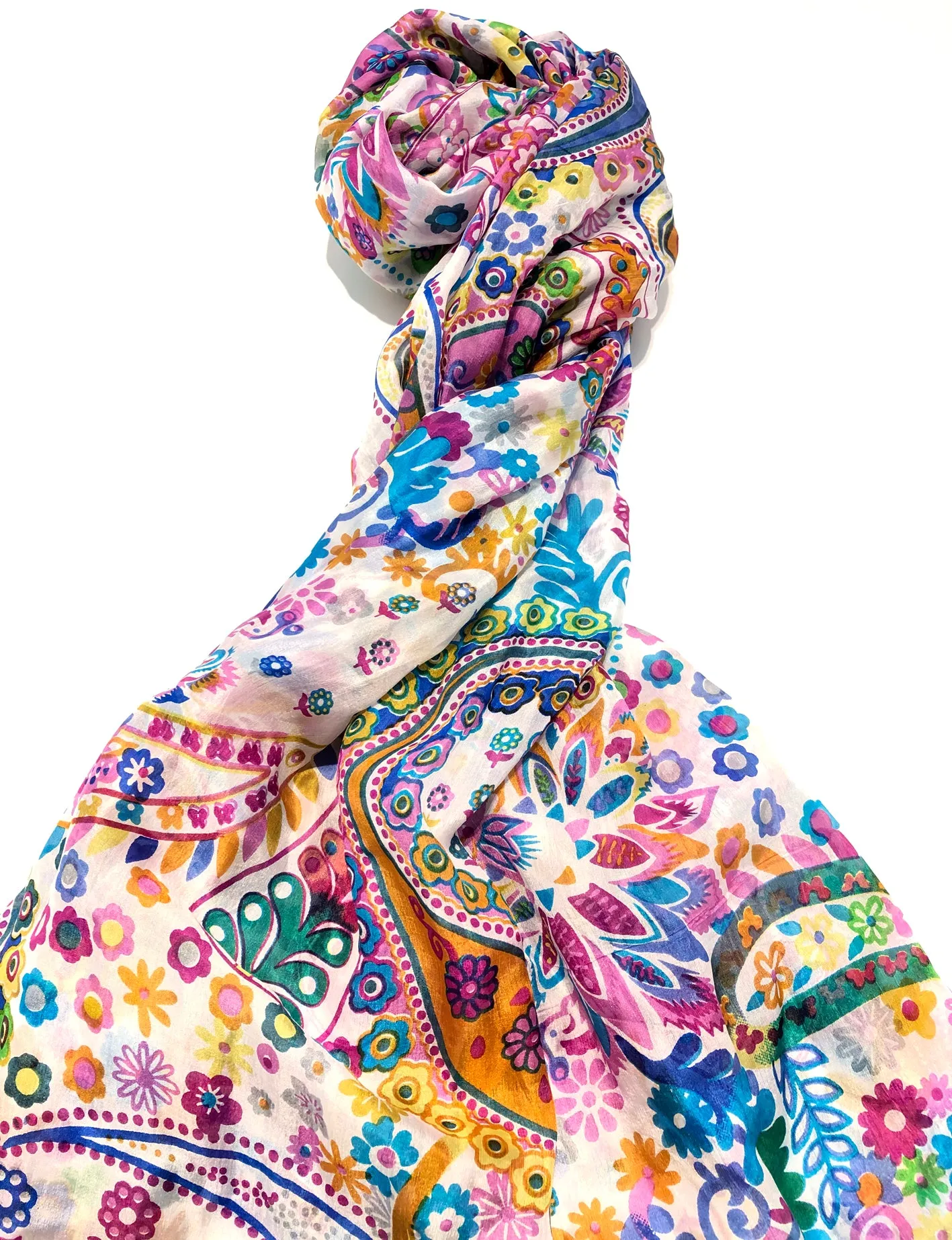 100% Natural Silk Printed XL Foulard ref-rfxlfs0039