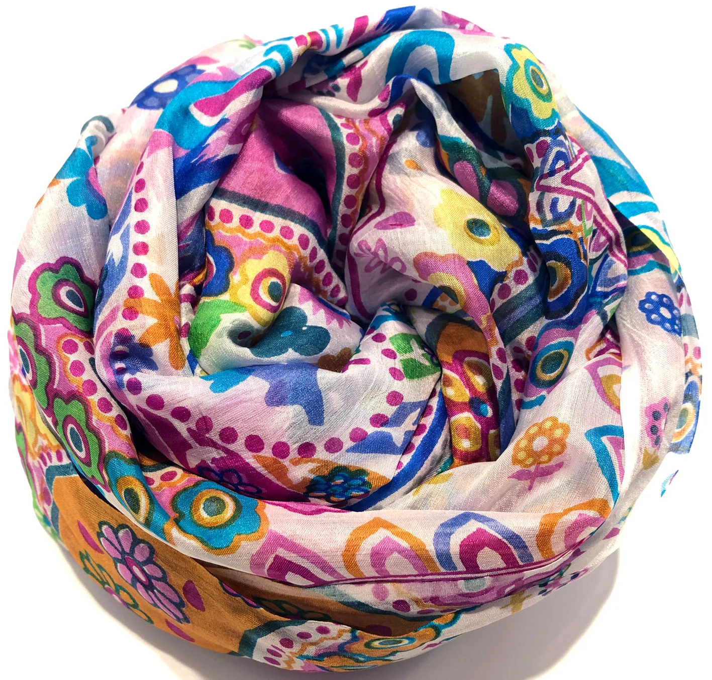 100% Natural Silk Printed XL Foulard ref-rfxlfs0039