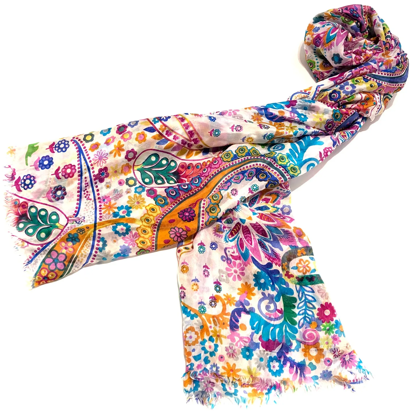 100% Natural Silk Printed XL Foulard ref-rfxlfs0039