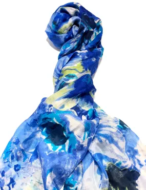 100% Natural Silk Printed XL Foulard ref-rfxlfs0047