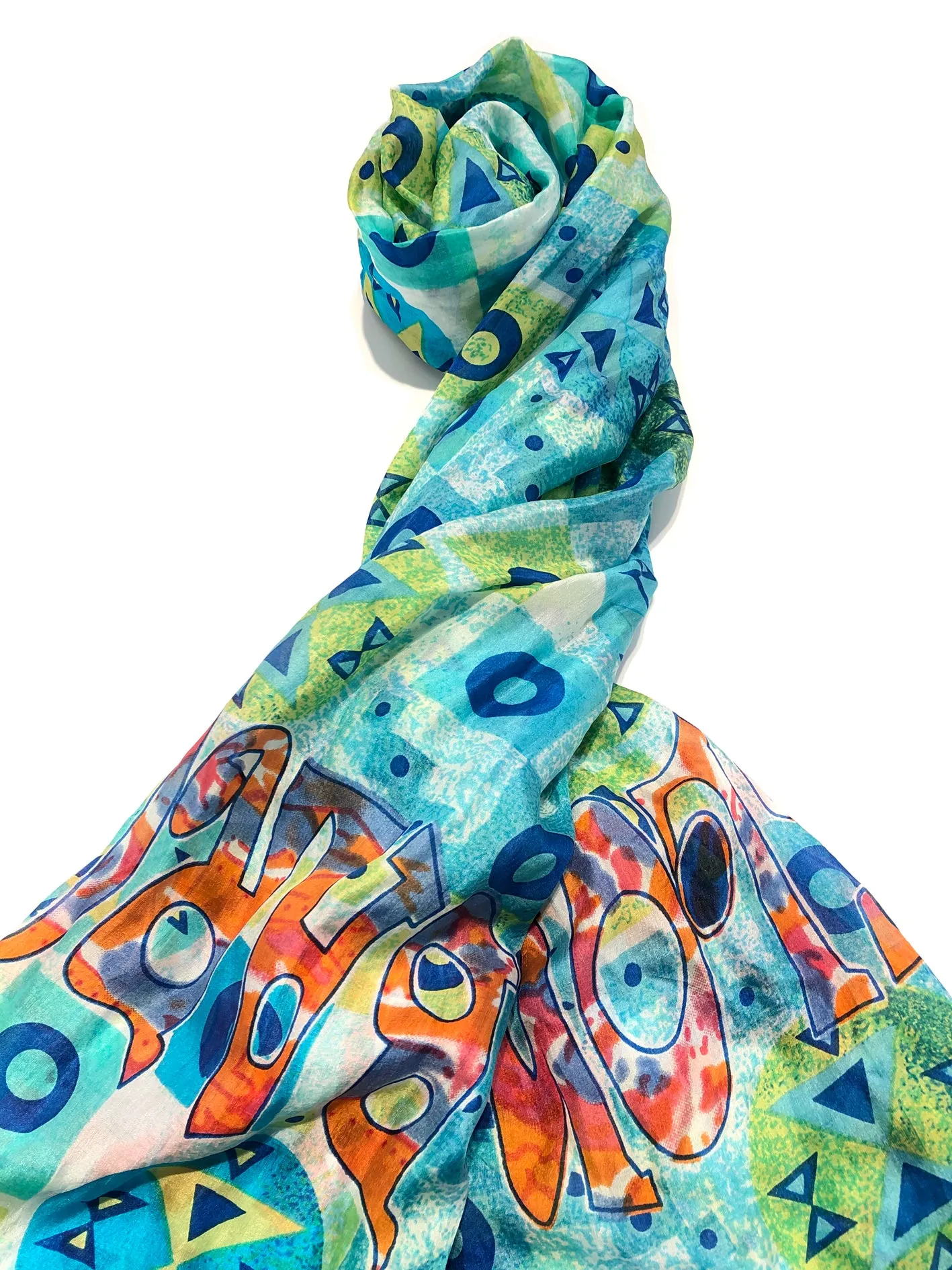 100% Natural Silk Printed XL Foulard ref-rfxlfs0050