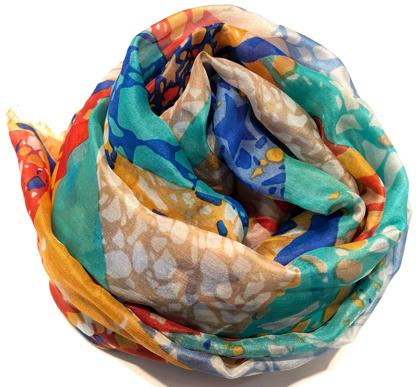 100% Natural Silk Printed XL Foulard ref-rfxlfs0052