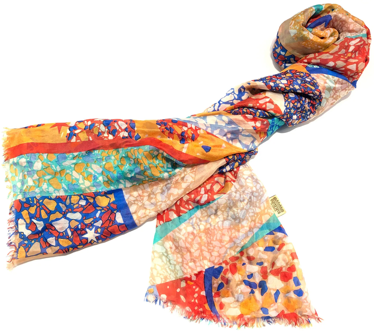 100% Natural Silk Printed XL Foulard ref-rfxlfs0052