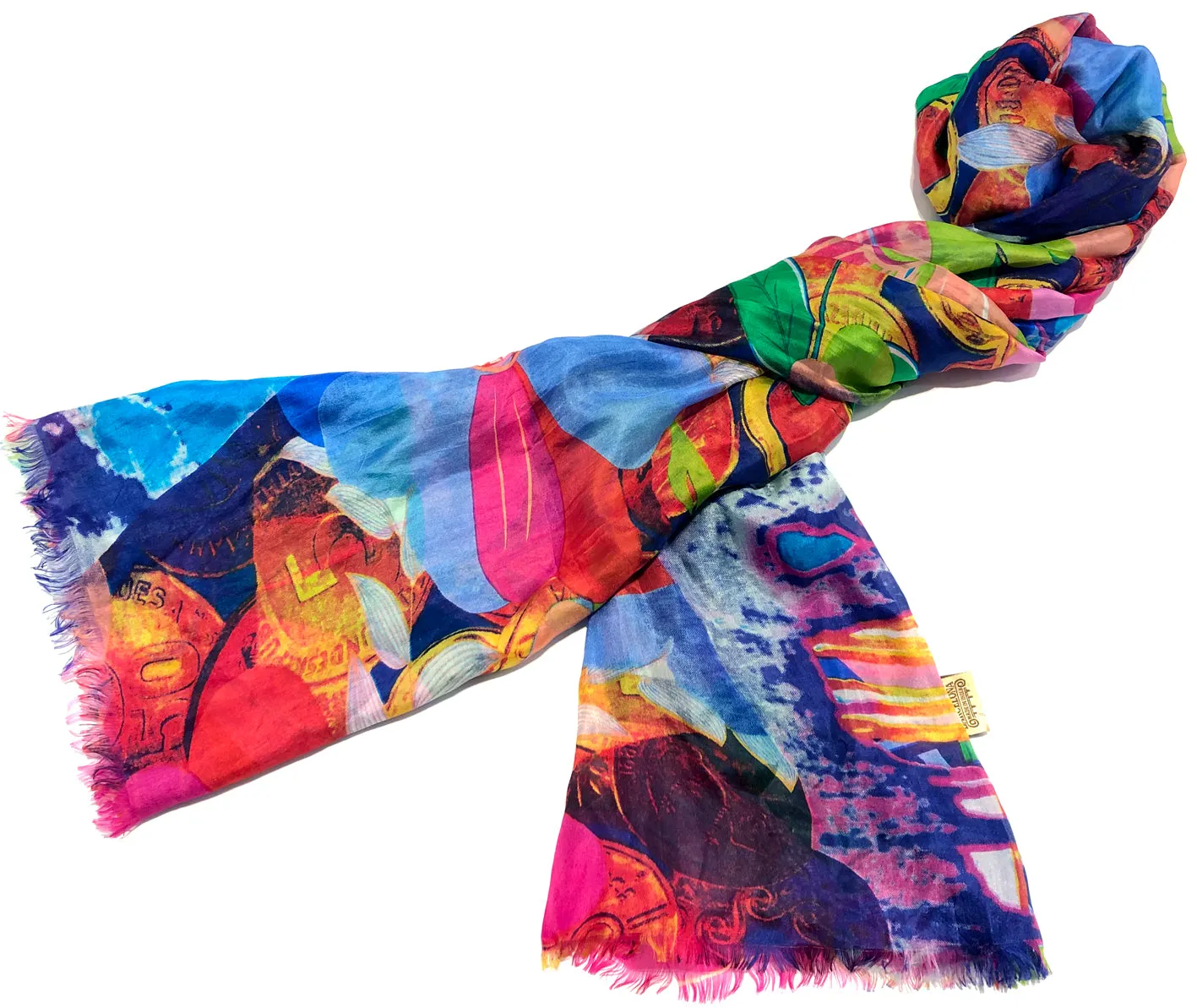 100% Natural Silk Printed XL Foulard ref-rfxlfs0055