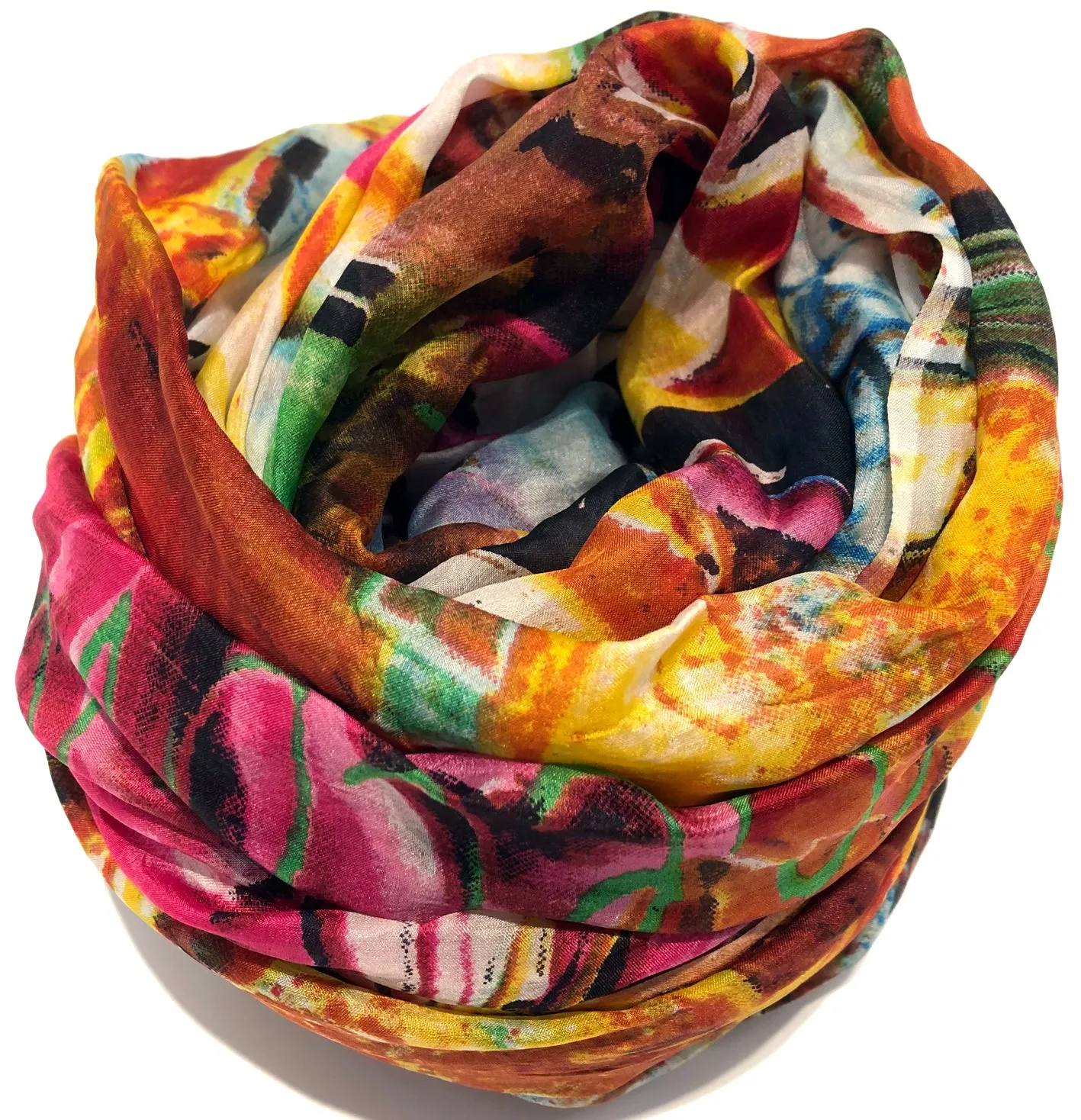 100% Natural Silk Printed XL Foulard ref-rfxlfs0059