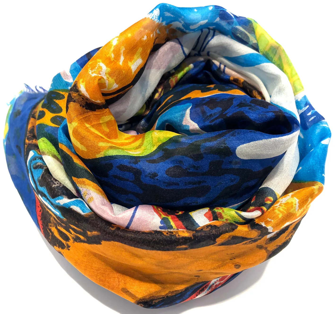 100% Natural Silk Printed XL Foulard ref-rfxlfs0062