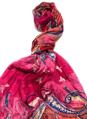 100% Natural Silk Printed XL Foulard ref-rfxlfs0078