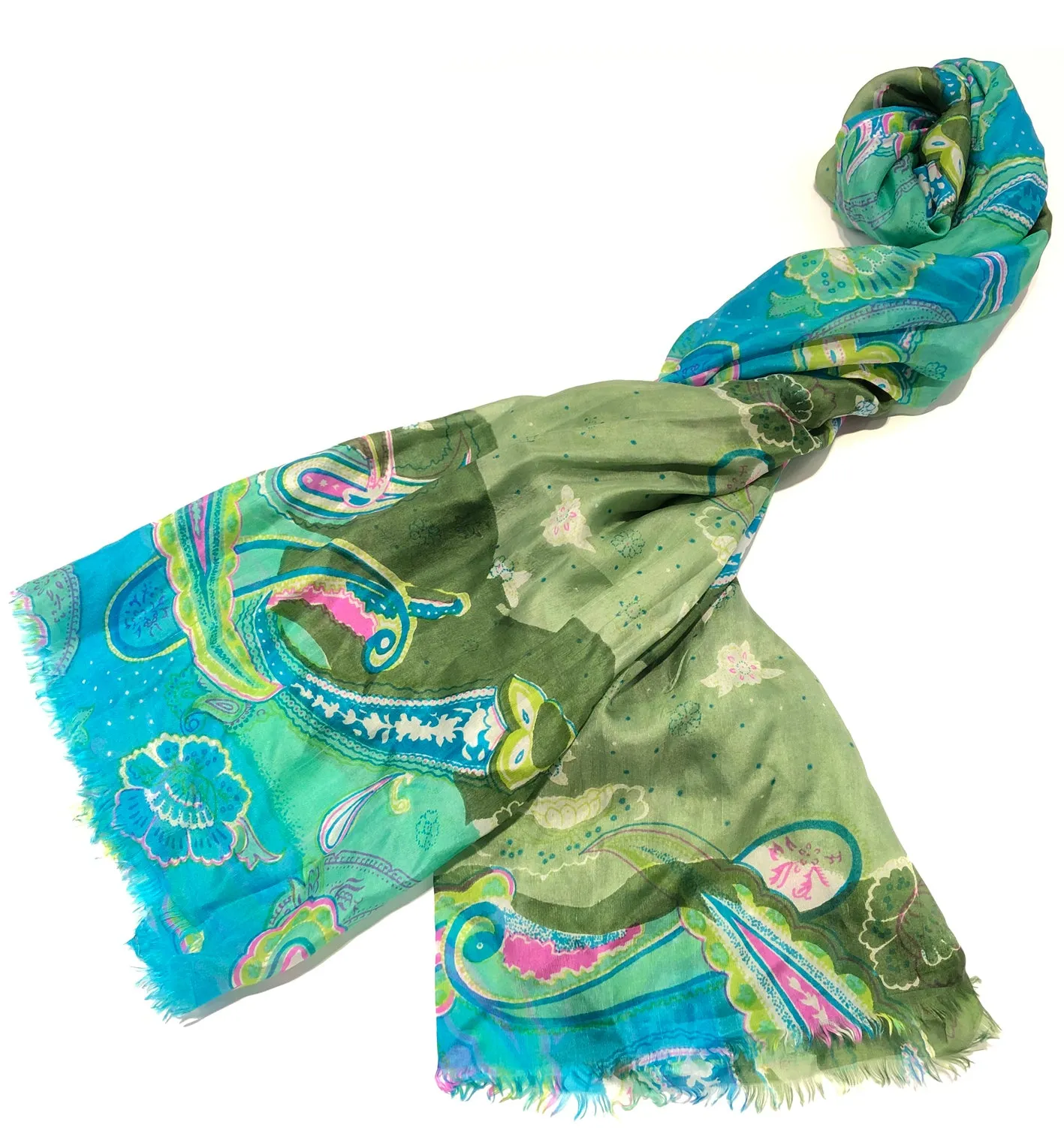 100% Natural Silk Printed XL Foulard ref-rfxlfs0079