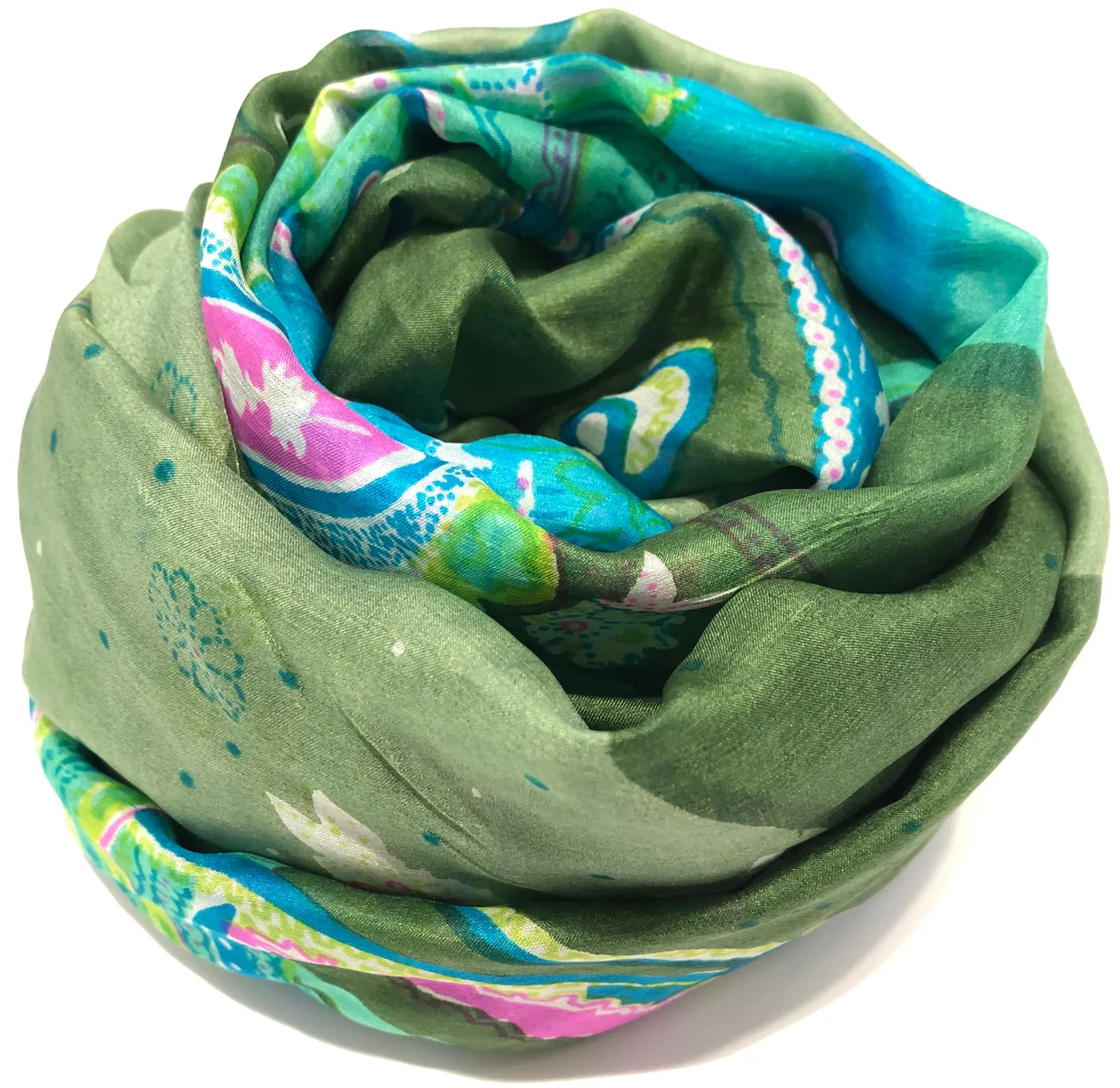 100% Natural Silk Printed XL Foulard ref-rfxlfs0079