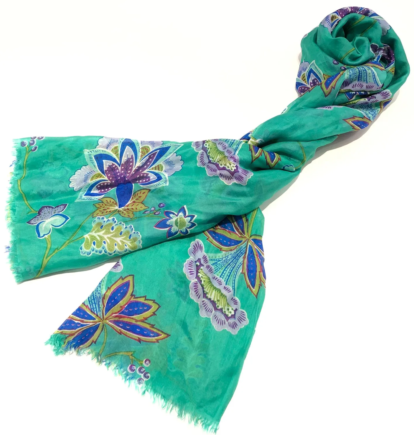 100% Natural Silk Printed XL Foulard ref-rfxlfs0082