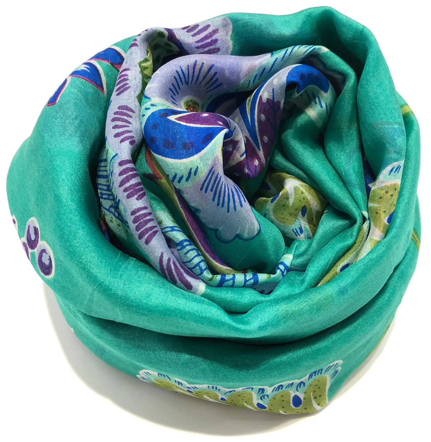 100% Natural Silk Printed XL Foulard ref-rfxlfs0082