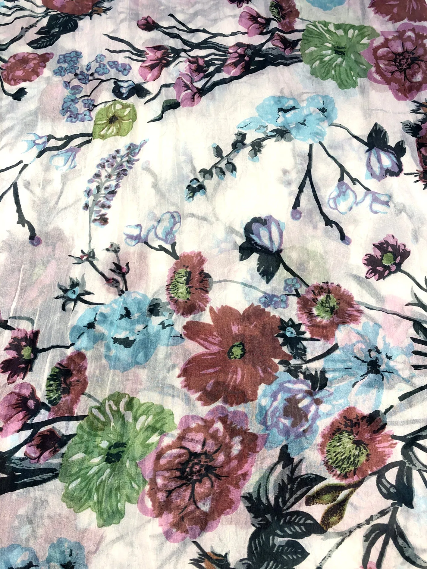 100% Natural Silk Printed XL Foulard ref-rfxlfs0085