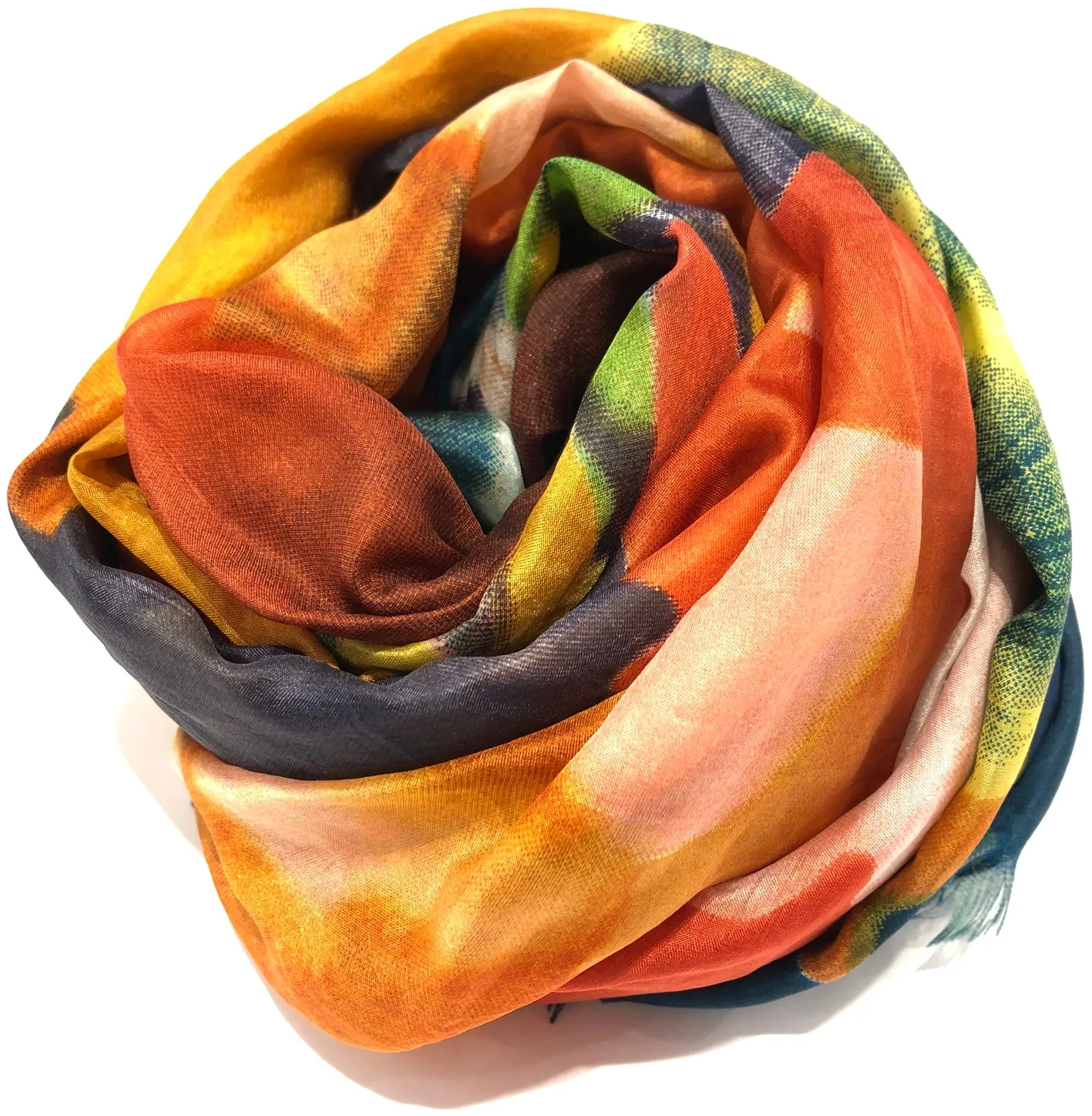 100% Natural Silk Printed XL Foulard ref-rfxlfs0086