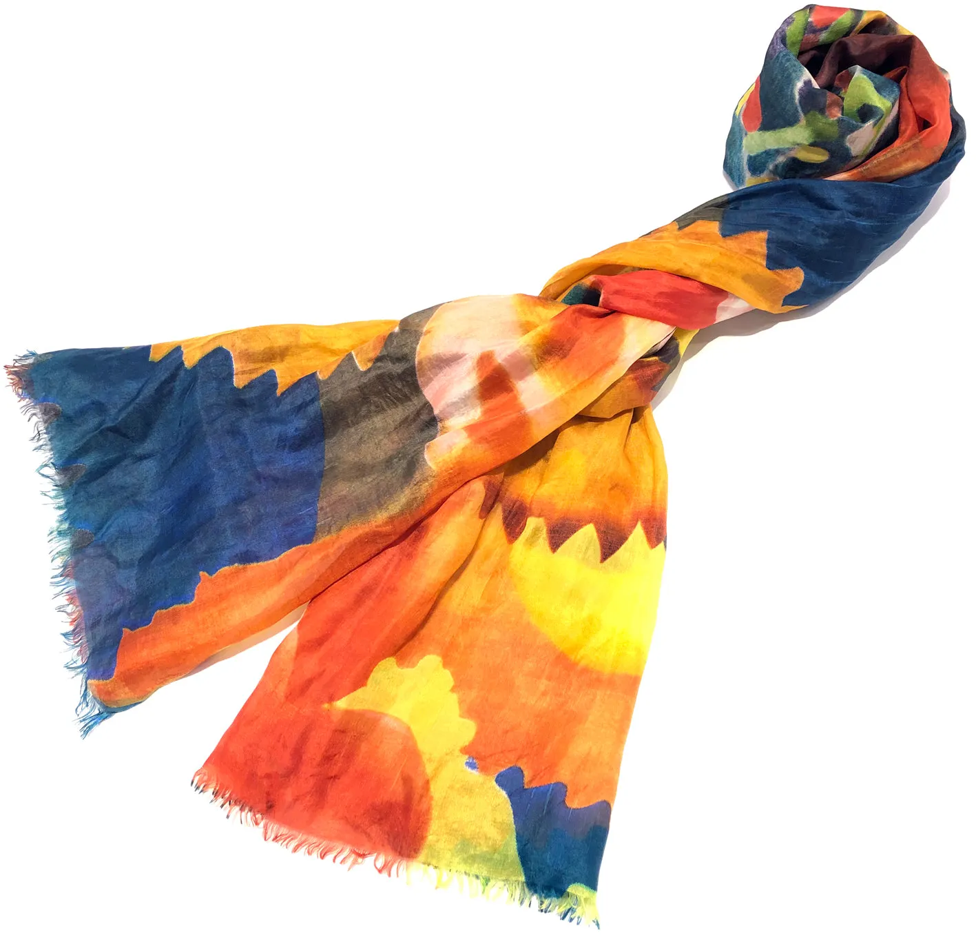 100% Natural Silk Printed XL Foulard ref-rfxlfs0086