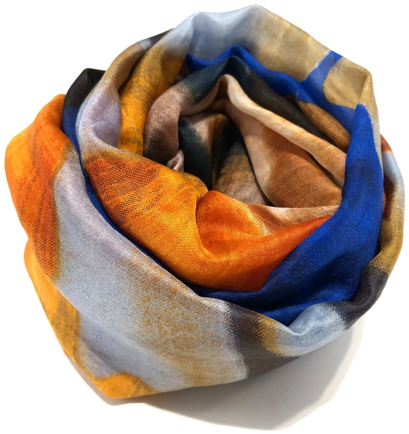 100% Natural Silk Printed XL Foulard ref-rfxlfs0087