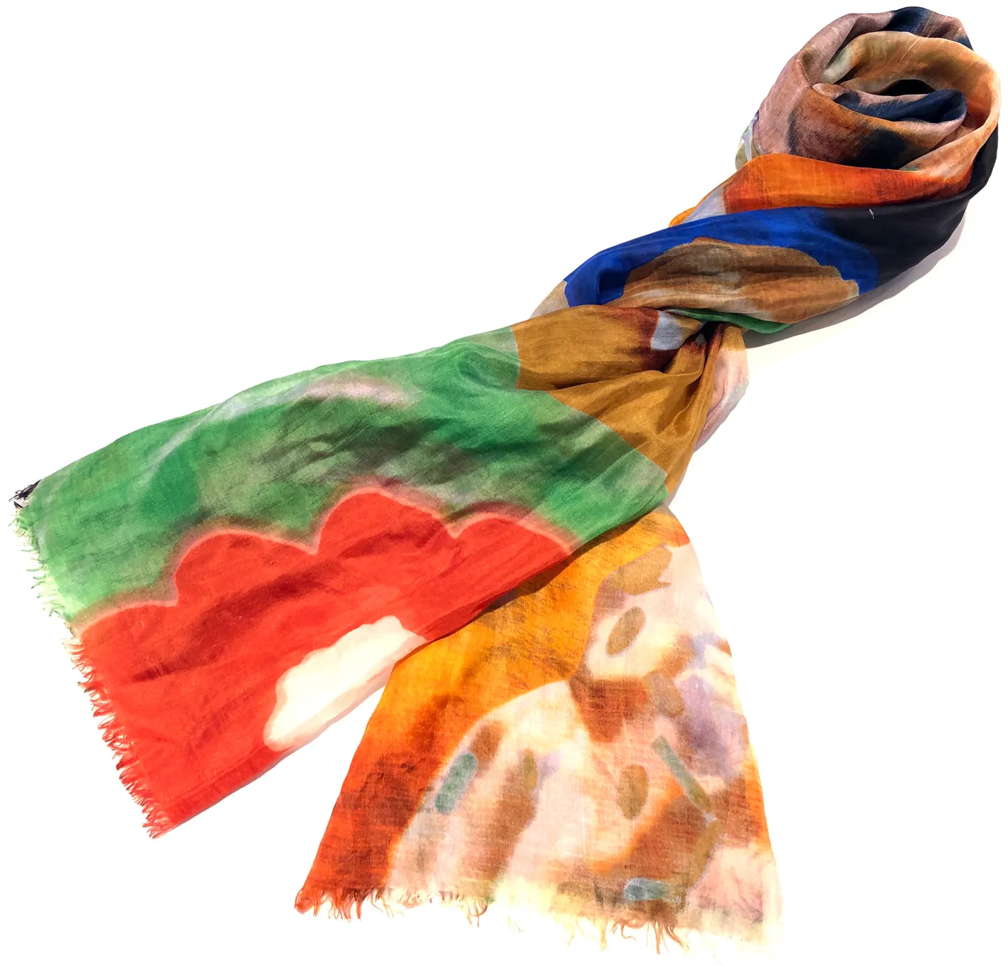 100% Natural Silk Printed XL Foulard ref-rfxlfs0087