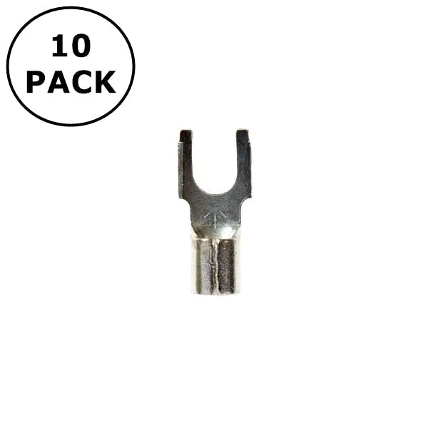 (1314) #4 Stud Non Insulated Block Fork Terminals for 16-14AWG Wire ~ 10 Pack