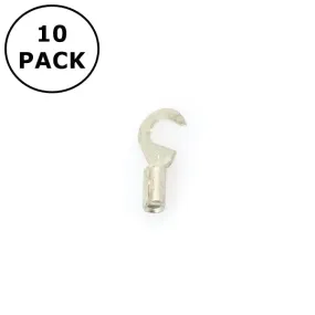 (1458) #6 Stud Non Insulated Hook Terminals for 12-10AWG Wire ~ 10 Pack