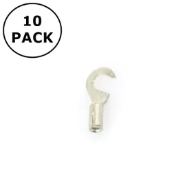 (1464) #10 Stud Non Insulated Hook Terminals for 12-10AWG Wire ~ 10 Pack