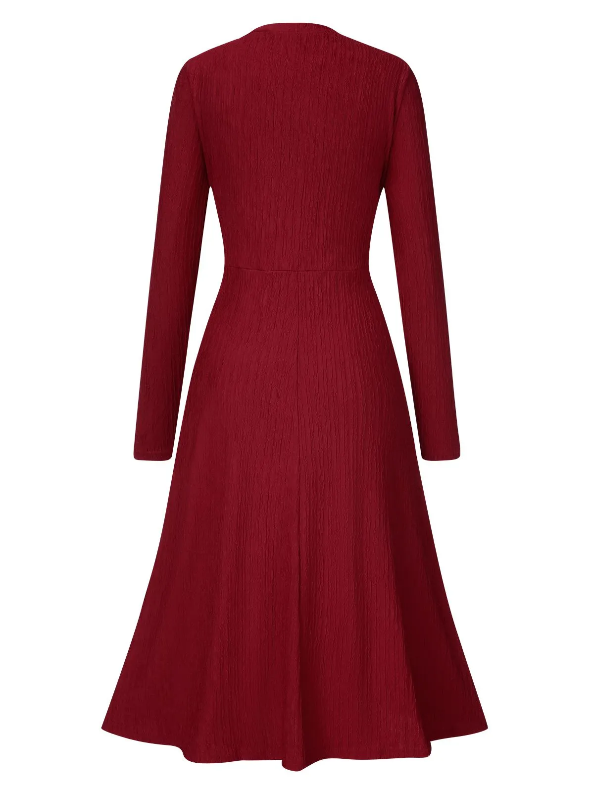 1940s V-Neck Wrap Waist A-Line Midi Dress