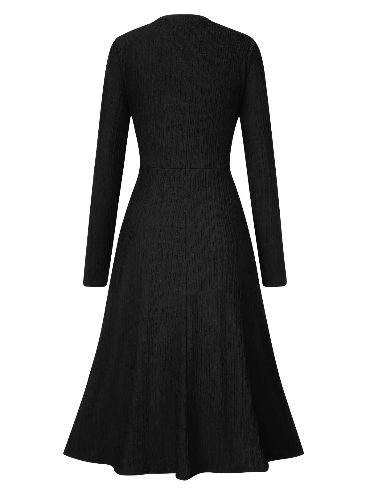 1940s V-Neck Wrap Waist A-Line Midi Dress