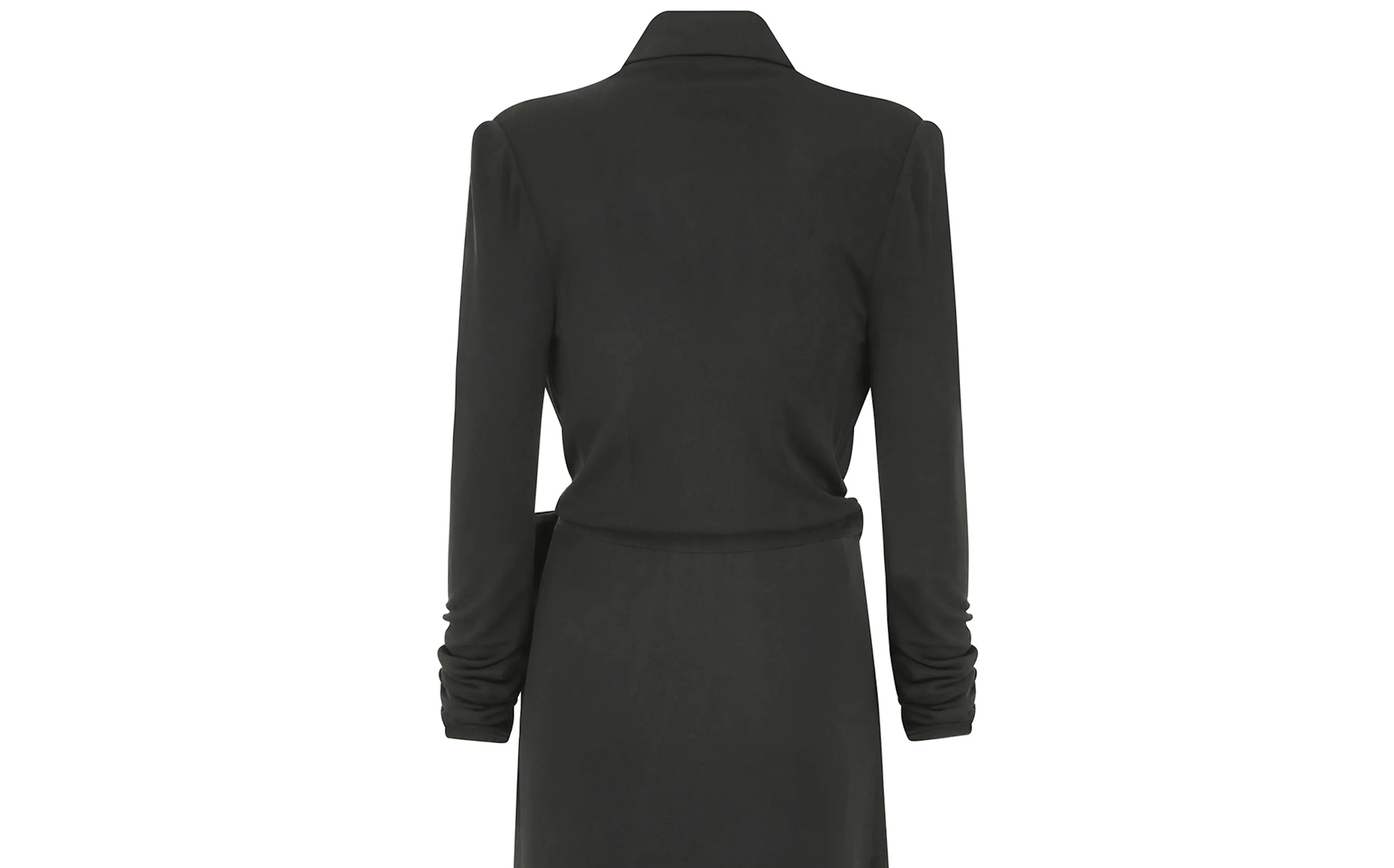 2000s Yves Saint Laurent Long Sleeve Black Jersey Wrap Dress