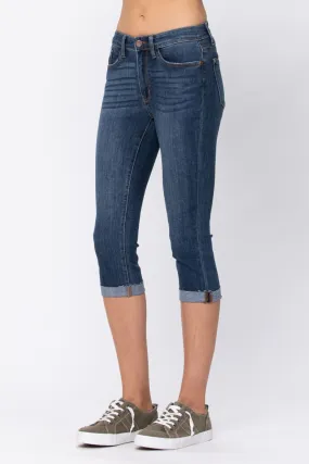 3 & 5 ONLY Judy Blue: MidWash Denim Capri